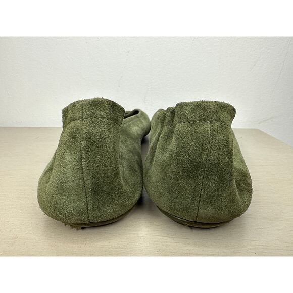 TORY BURCH Minnie Travel Suede Ballet Flats In Green Womens Size 8.5 - Picture 4 of 9
